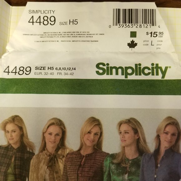 ✅4489 Simplicity Misses' Jackets Uncut and Fact Sz - Picture 2 of 4